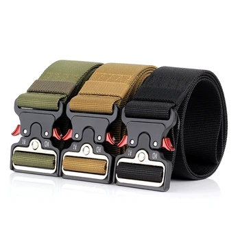 Gacent Hot Sela Tactical Belt Men's Nylon Fabric Military Combat Metal Buckle Woven Belt Hunting Hiking Sports Fabric Belt