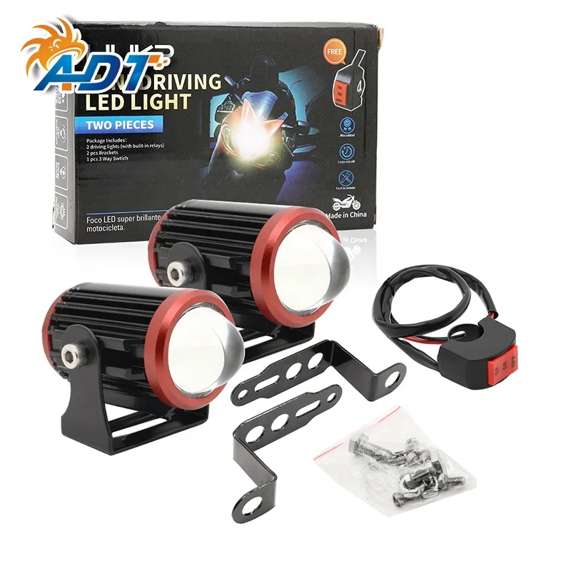 2 Pcs Auto MINI Dual Color Fog Lamp LED Projector Lens LED Fog Light Work Light Car Motorcycle Auxiliary Light High Low Beam