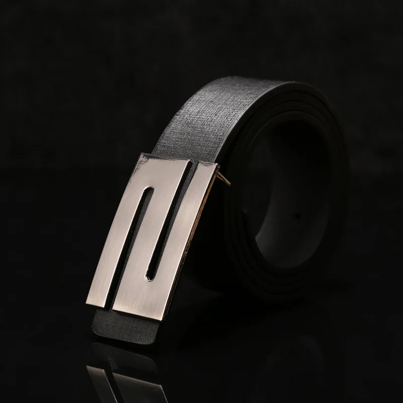 Ремень WDD352 мужской/женский, модный гладкий пояс из искусственной кожи, в форме буквы S, с металлической пряжкой, Повседневный, унисекс, для штанов