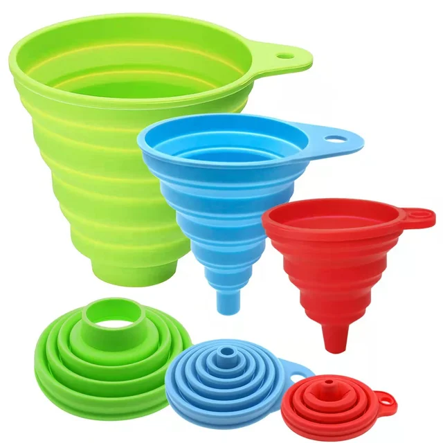 Funnels for Filling Bottles, Kitchen Funnel, Funnels for Kitchen Use, Food Grade Silicone Collapsible Funnel, Liquid, Powder