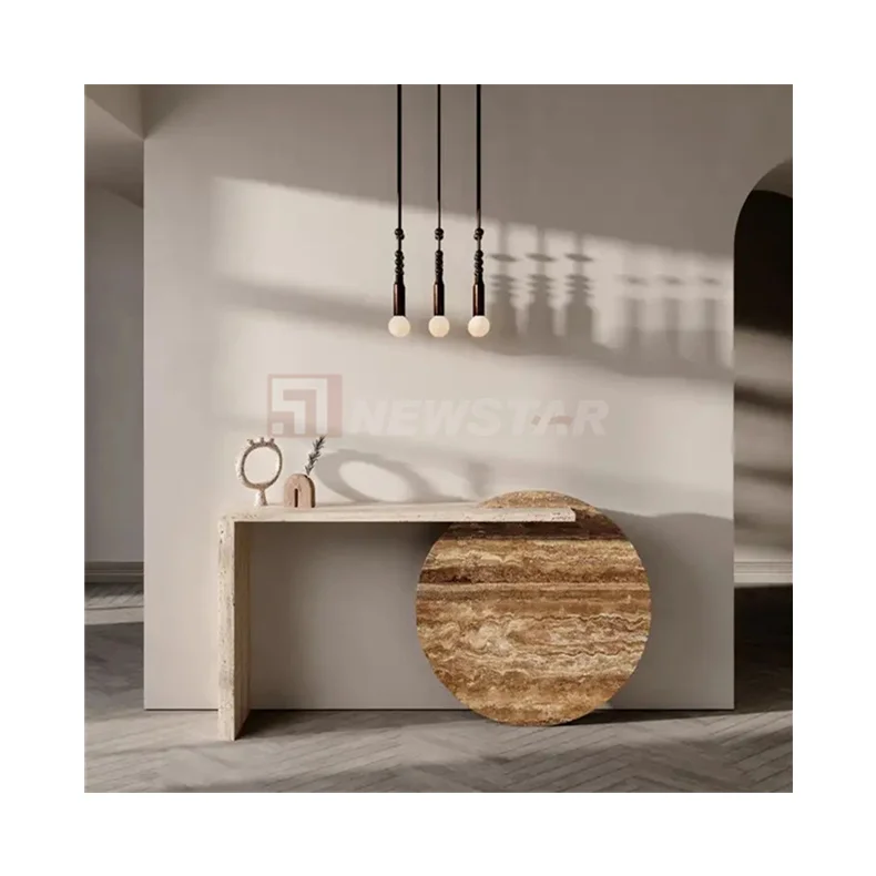 Italian Minimalist Travertine Hallway Console Table Custom Design Home Decoration Porch Table Natural Marble Console Table