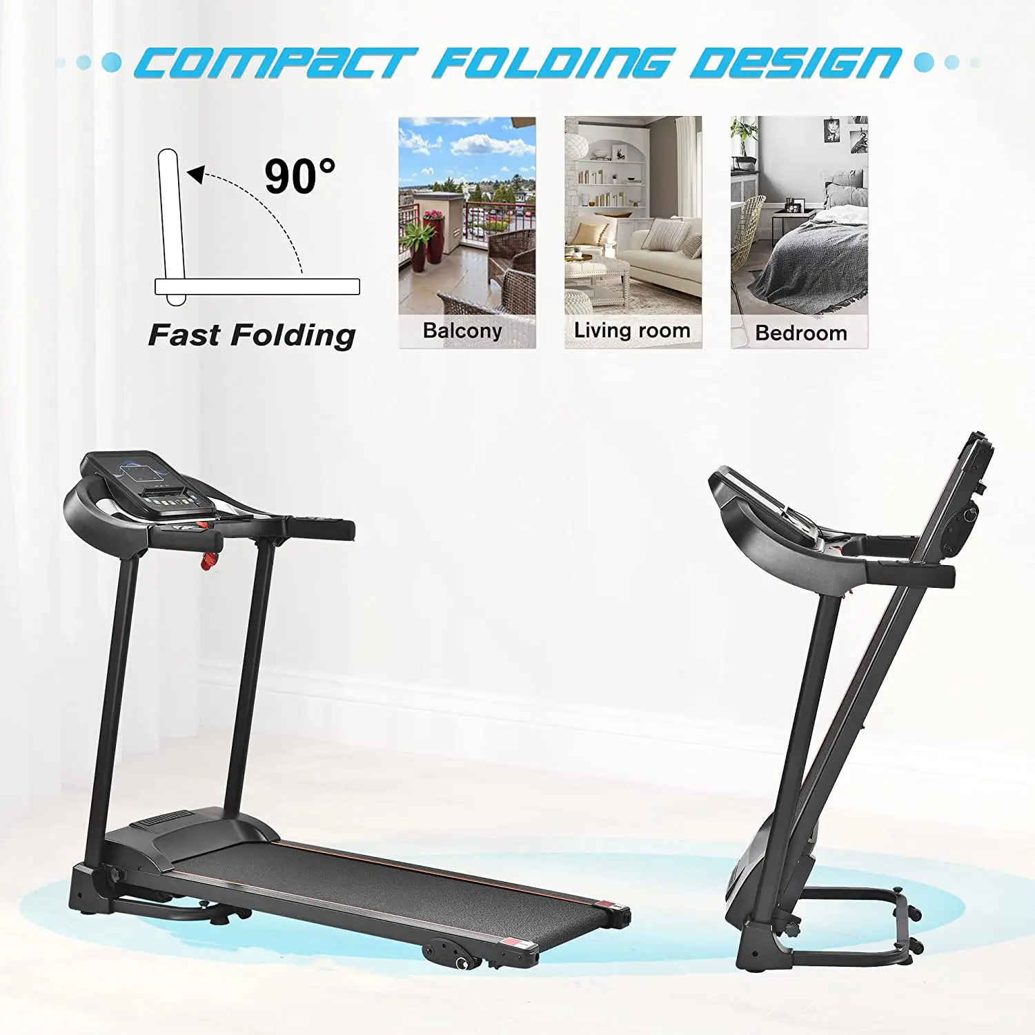 Lijiujia 1.5hp Motor Power Small Size 90kg Max User Weight Running Machine Home Fitness Equipment Electric Movable Treadmill