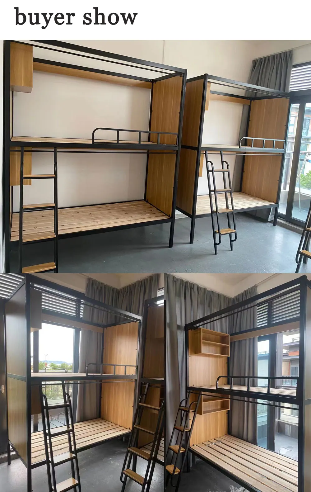 Modern Capsule Adult Enclosed Iron Metal Frame Dormitory Double Bunk