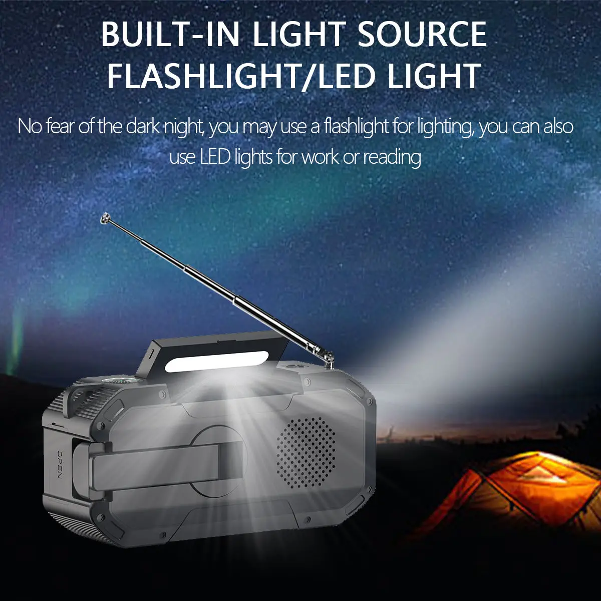 Solar USB Charging Hand Crank Dynamo Power Bank AM/FM Portable Radio with LED Flashlight SOS Emergency Mp3 Player Speaker