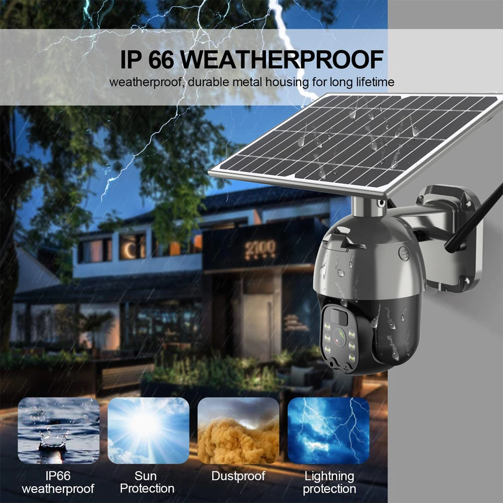 4G Solar HD Camera Human Induction 1080P Intelligent Solar Energy Alert PTZ Camera Remote Surveillance Two Way Voice Intercom