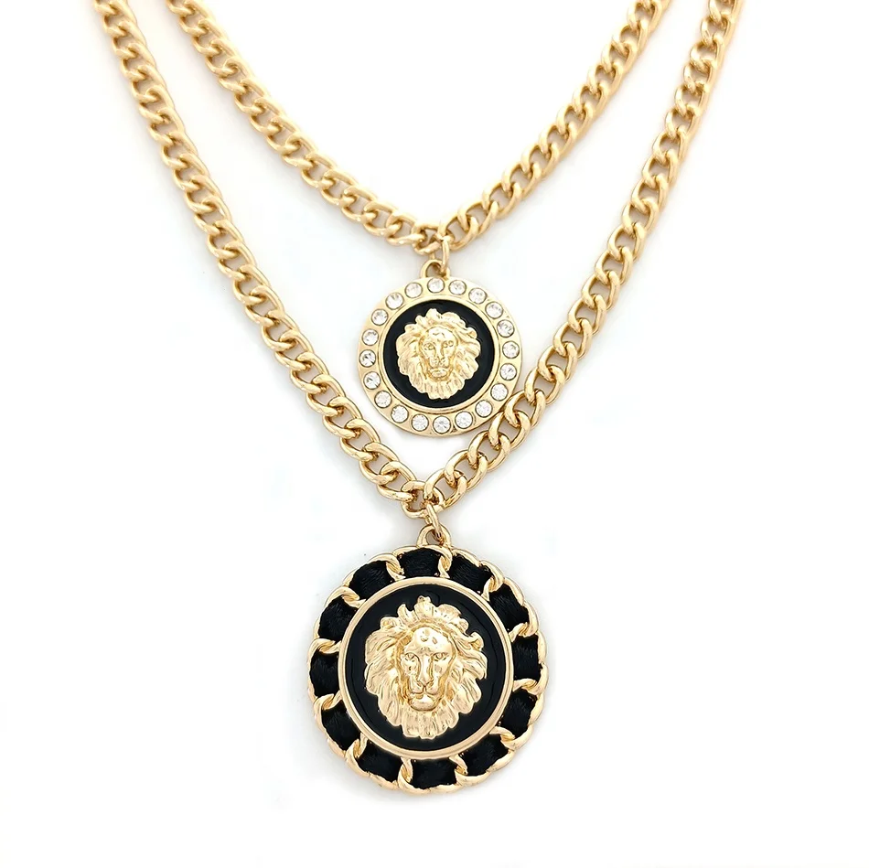 2026 Trendy Jewelry - Lion Head Enamel Multi-layered Chain Necklace - Fashionable and Attractive Women's Pendant Necklace