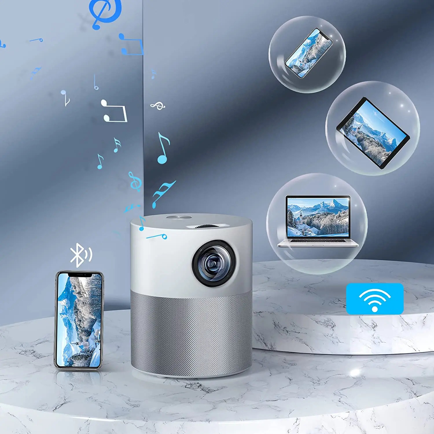 New Arrival Salange P40 Smart Projector 5000 Lumens 1080P Projectors Home Theater Movie Support 4K Projector