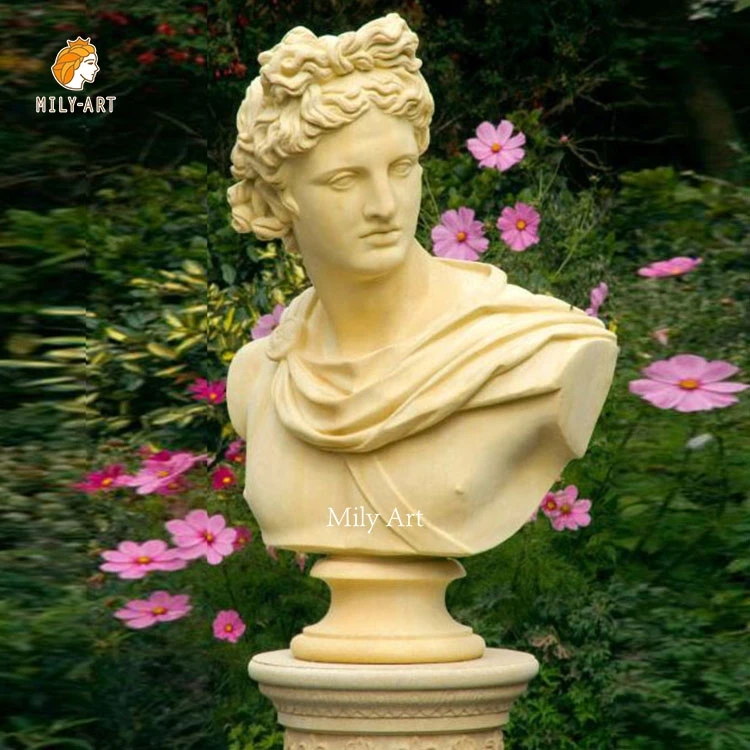 Custom Life Size Beige Marble Apollo Statue Bust Head Sculpture For Hotel Or Home Buy Beige