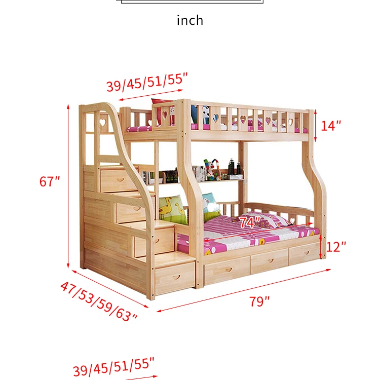 Special Design Widely Used Modern Wood Loft Bunk Bed Children
