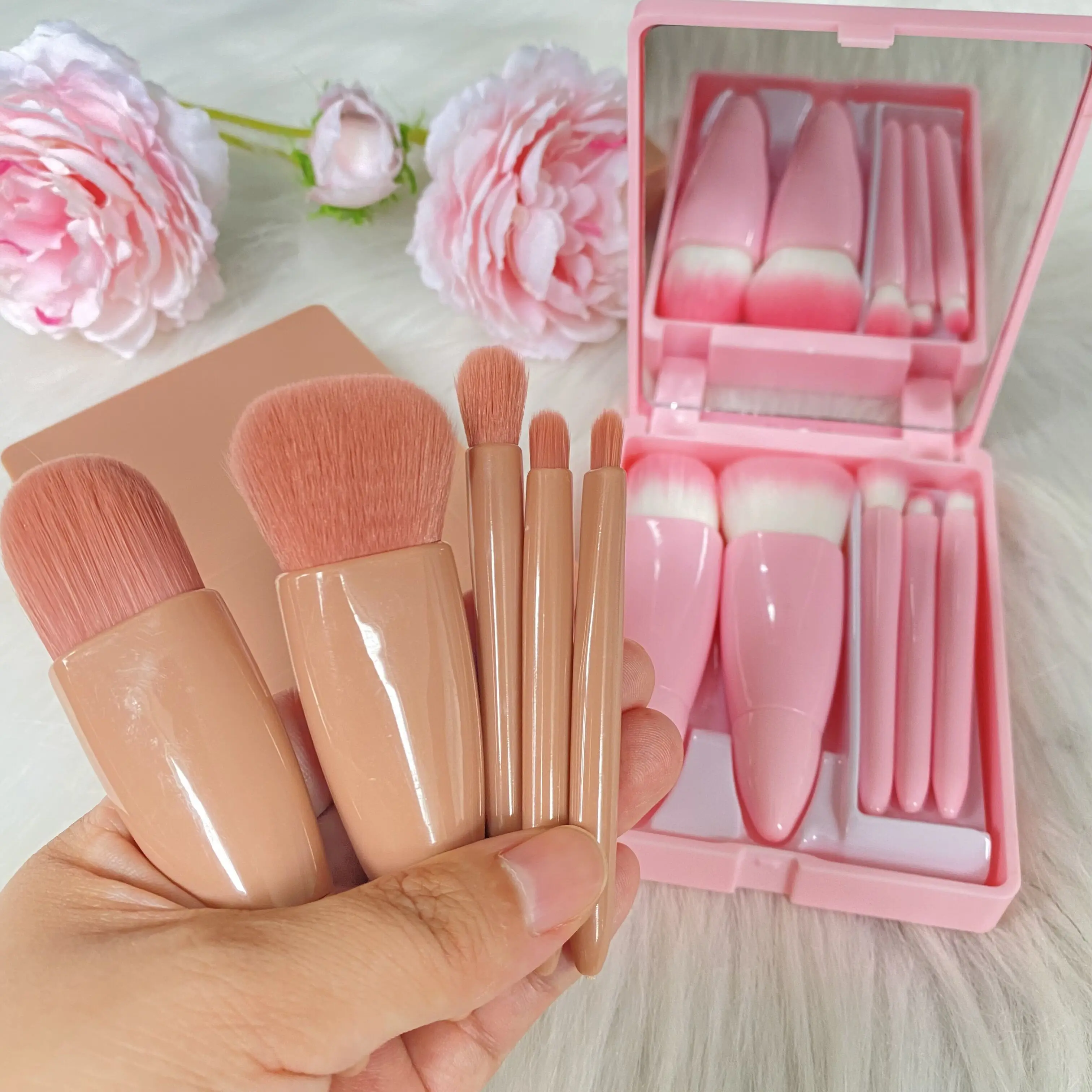 Pink Pu Leather Toiletry Bag Zipper Makeup Travel Bag Custom Cosmetic