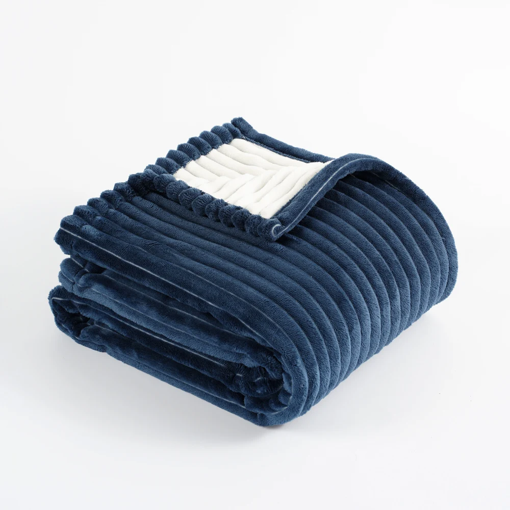 
 High Quality Lightweight Cozy Soft Plush Microfiber Blue Flannel Fleece Throw Blankets Free Sample Fleece Blanket For Home Sofa  