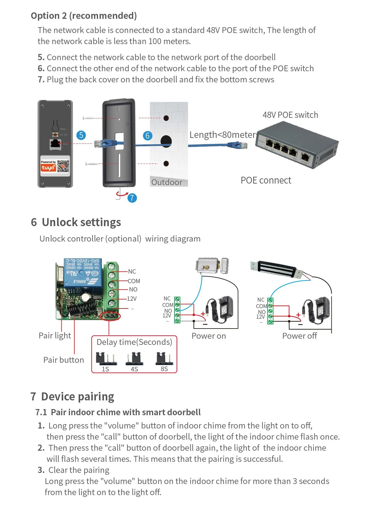 1080p POE wifi / wired network Tuya smart doorbell work on Amazon echo Google home cloud storage with unlock control 16