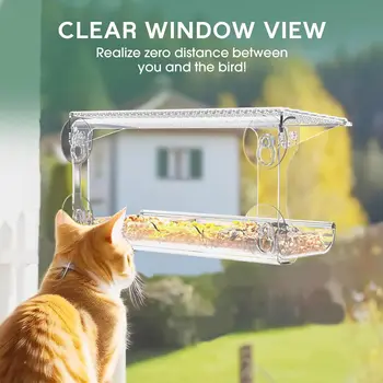 Mangiatoia Per Uccelli Trasparente Con Ventose - Casetta Da Finestre Per Esterno, Resistente E Facile Da Pulire, Regalo Per Birdwatcher