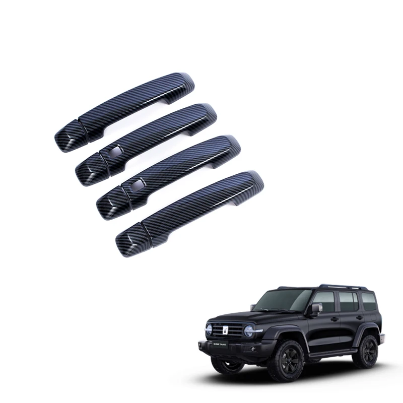 Крышка автомобильной ручки для GWM Tank 300 Аксессуары ABS Carbon Fiber Pattern Дверная ручка Рамка Украшение Внешний аксессуар