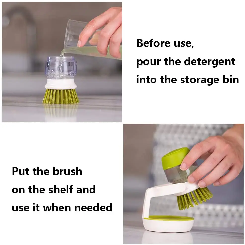 Soap Dispensing Palm Scrab Brush, Dish Scrubber with Soap Dispenser