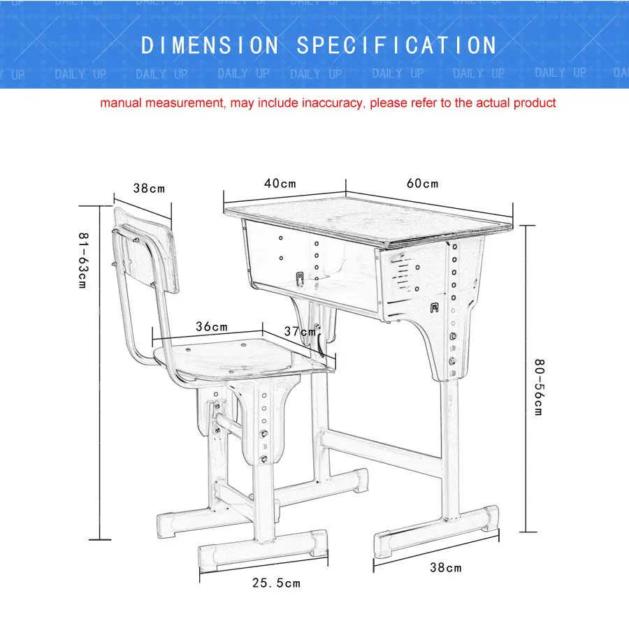 Wooden Cheap school Desk and chair Study Single adjustable Classroom Desk and Chair