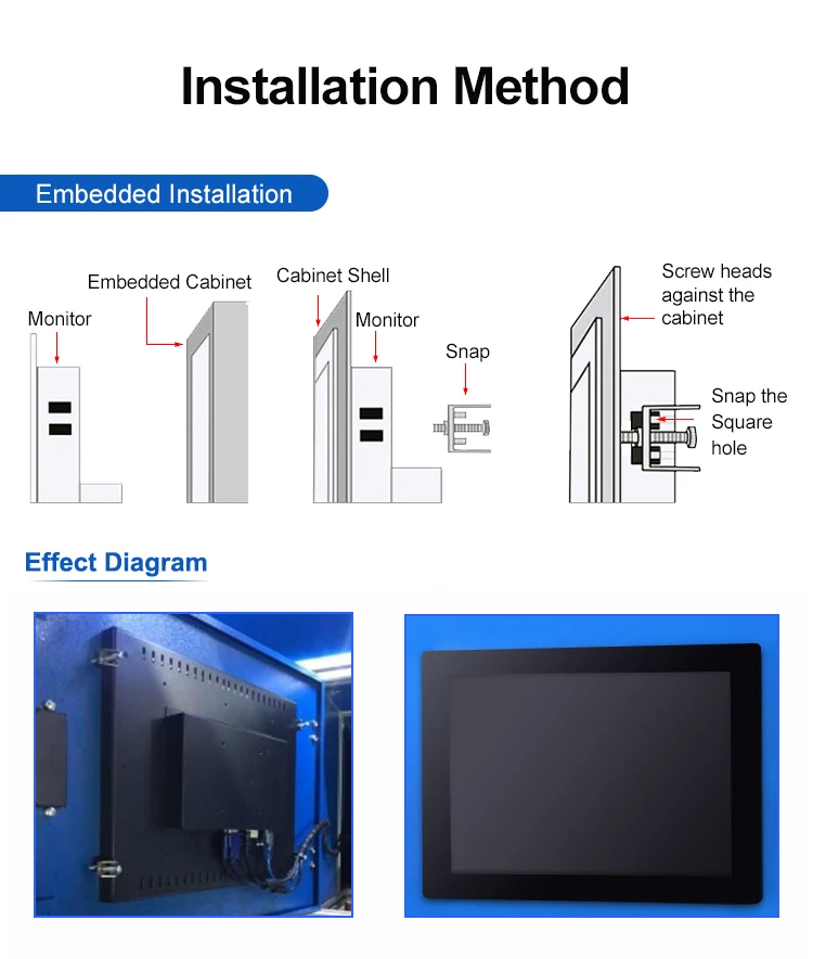 Industrial VESA Pure Plane Capacitive Resistive Touch Screen 11.6/13.3/15.6/19/21.5 Inch LCD Display USB DC Monitor
