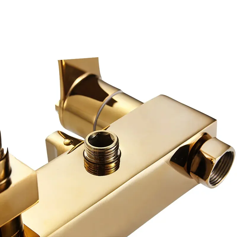 8inch Shower Set For Bathroom Gold Finished With Three Functions Brass