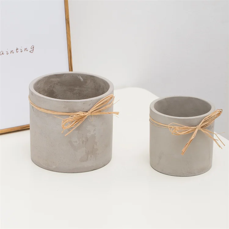 Manufacturer Wholesale Matte Cement Candle Jars Holder Cylinder Clay