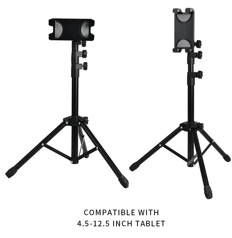 Adjustable Laptop Stand and Tablet PC Stand 4.7-12.9 Inch Metal and Plastic iPad Mobile Floor Tripod Stand