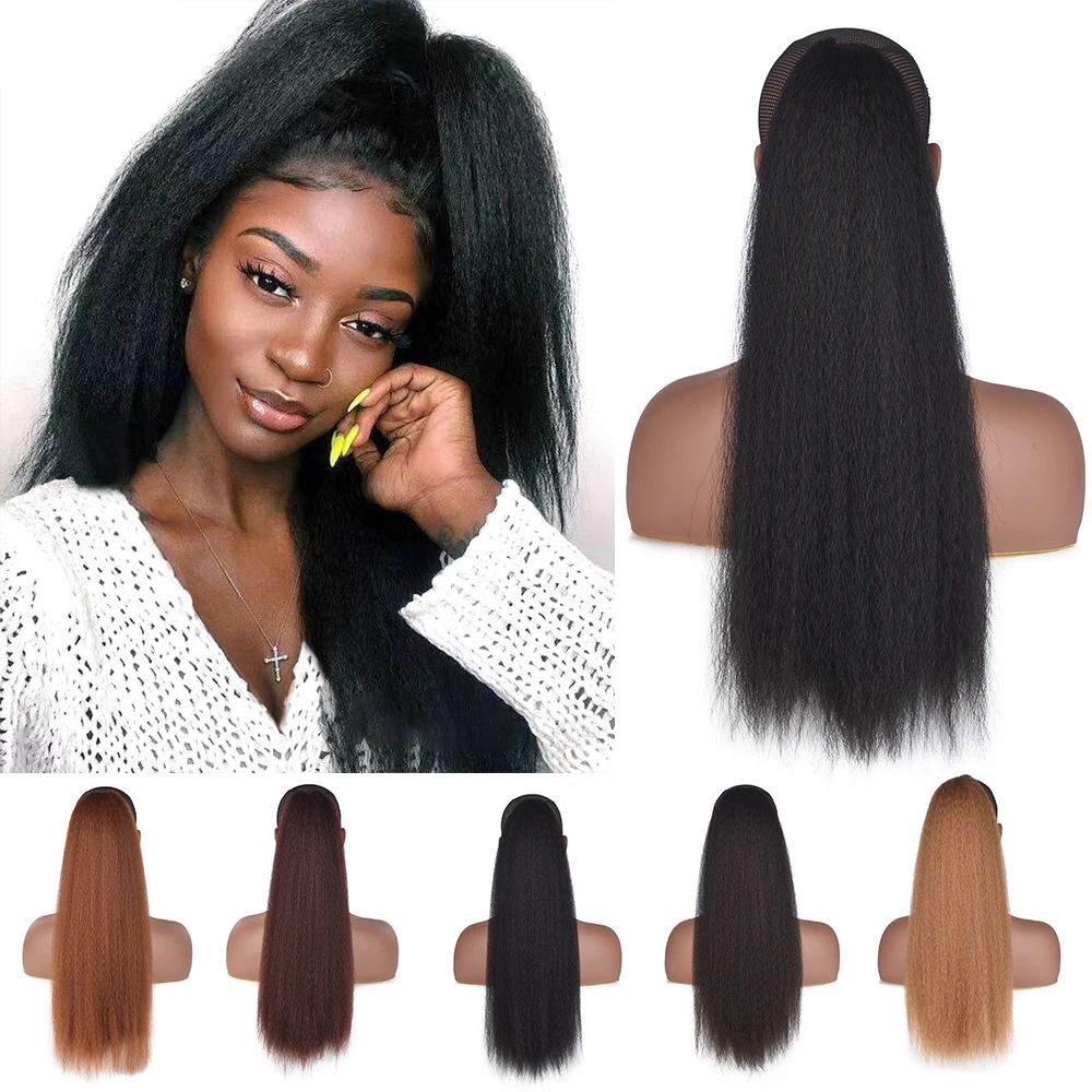 1pc Synthetic Long Straight Drawstring Clip in Ponytail Extension