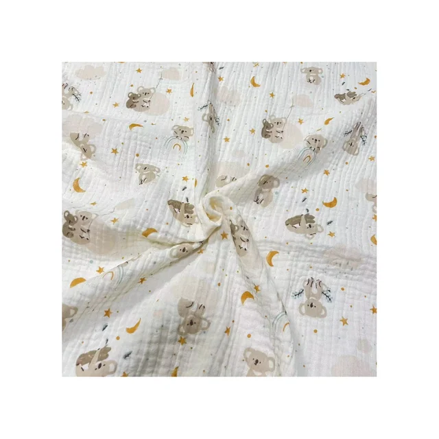 High Quality Cotton Double Layer Gauze Fabric Two Layers Gauze Printed Double Gauze Fabric For Sale