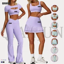 Women's High Quality Elastic Sports Suit for Gym & Yoga Workouts Custom Logo Fitness Top & Pants with Fashionable Style
