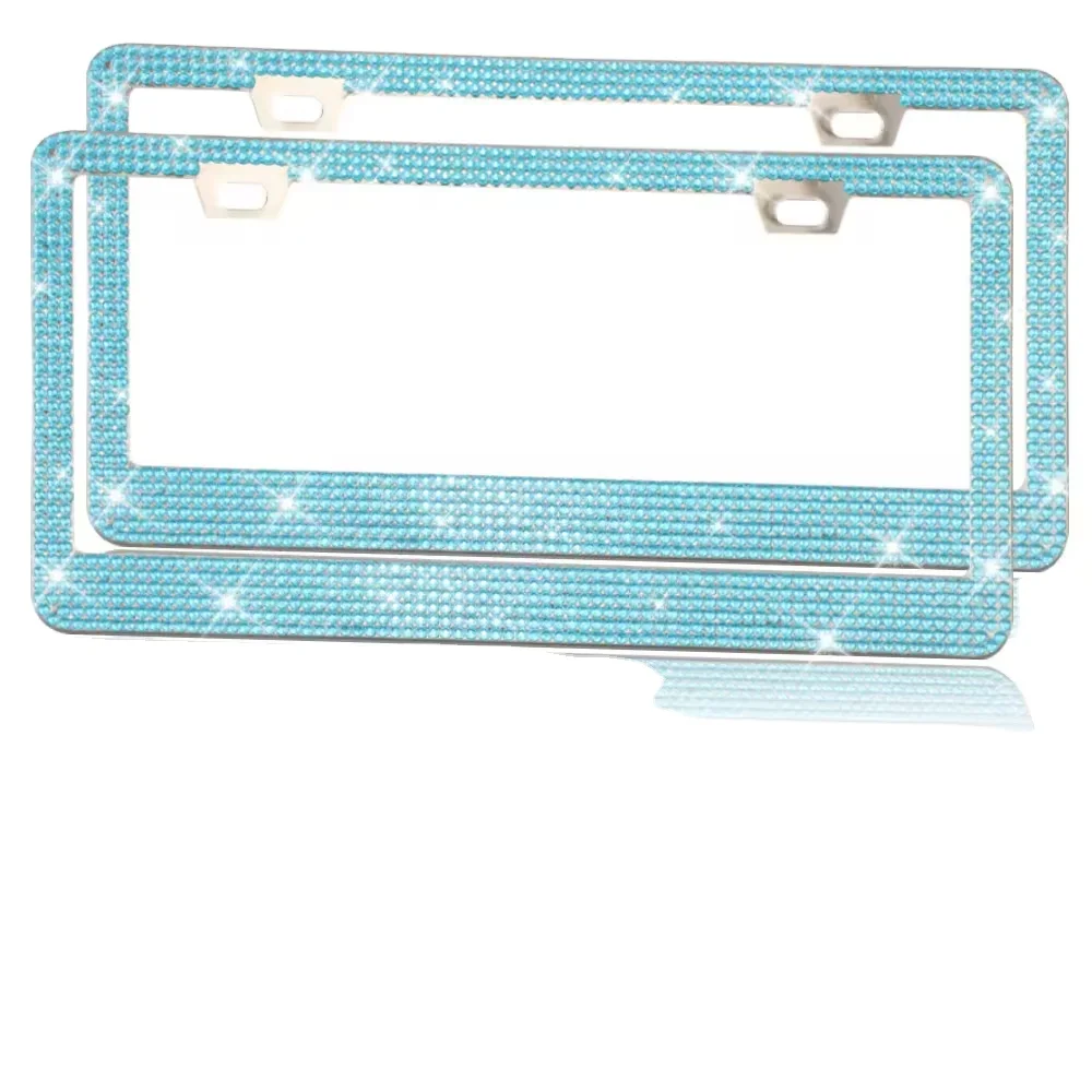 Wholesale 2 Holes Glitter Crystal Tag Frame Bling Rhinestone License Plate Frames