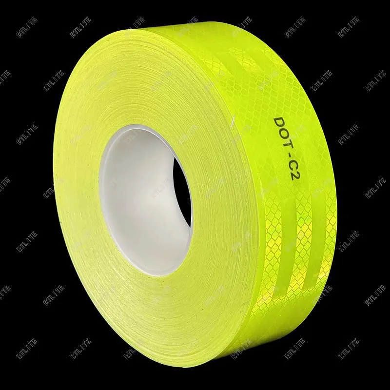 10 Years Certified 2"x150ft Fluorescent Yellow Red White DOT C2 Adhesive Vehicle Retro Reflective Tape manufacture