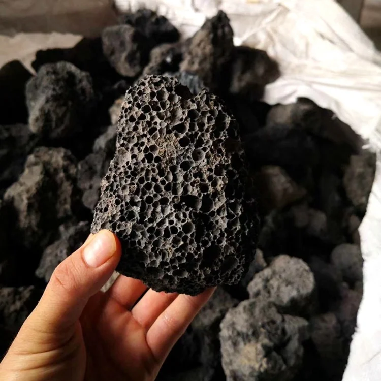 エコフレンドリーな自然黒溶岩石 ブロック型 - 水槽装飾用