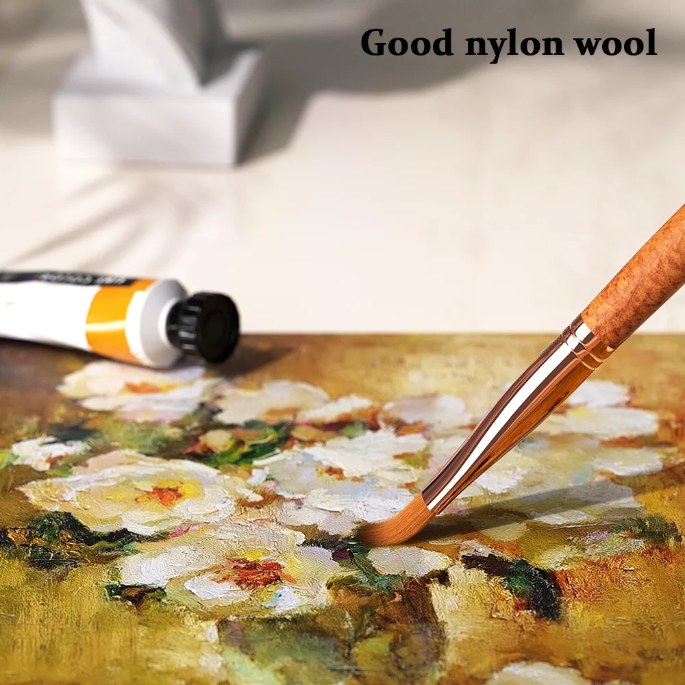 Professional 15 Pieces Nylon Wool Hair Wooden Handle Artist Drawing Paint Brushes Set for Acrylic Watercolor Gouache Oil