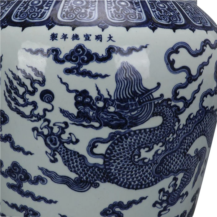 仿古中国明代陶瓷花瓶蓝白手绘龙壶景德镇陶瓷花瓶罐定制| Alibaba.com