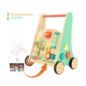 Hot Sale 4 in 1 Baby 0-12 Months Wooden Stroller Push Pull Learning Walker Foldable Cart for Kids Toddler Boys Girl