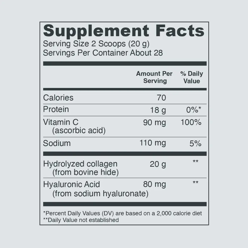 Proteins Collagen Peptides Powder with Hyaluronic Acid and Vitamin C Unflavored