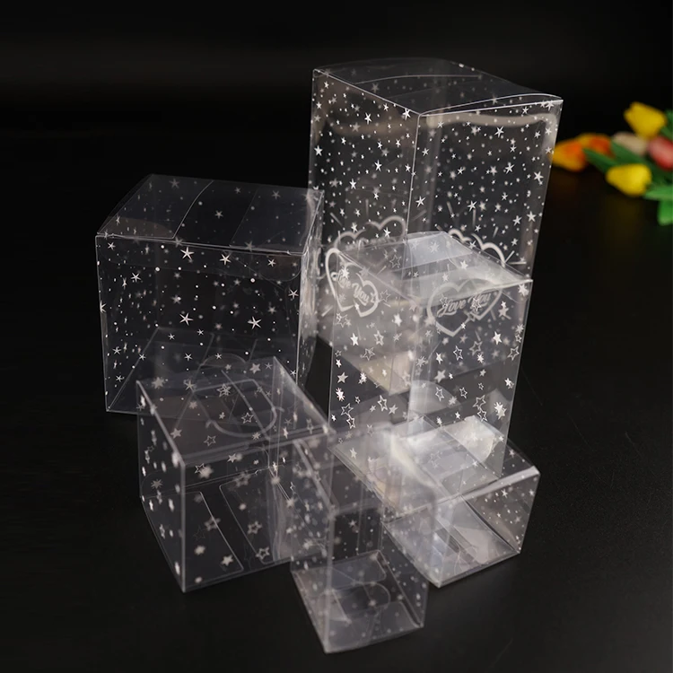 Clear RPET PP PET Rectangular Star Print Shape Gift Box With Lid Rejuvenating Set Acetate Box Packaging