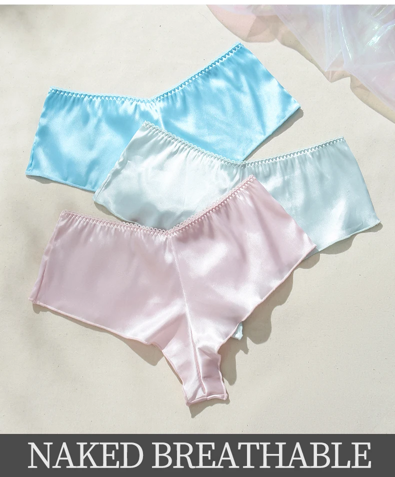Women Ice Silk Breathable Underwear Panties Lace Soft Comfortable ...