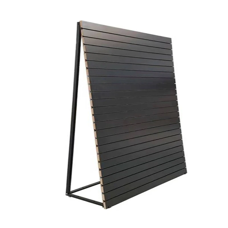 4 Side Retail Shop Revolving Slatwall Tower for Retail Store Display New Design Wooden Rotating Slat Wall Panel Cube With Castor