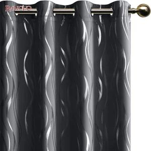 Gold Sliver Printing Blackout Curtains Room Darkening Curtins Curtains Luxury Living Room Foil Curtain Blackout