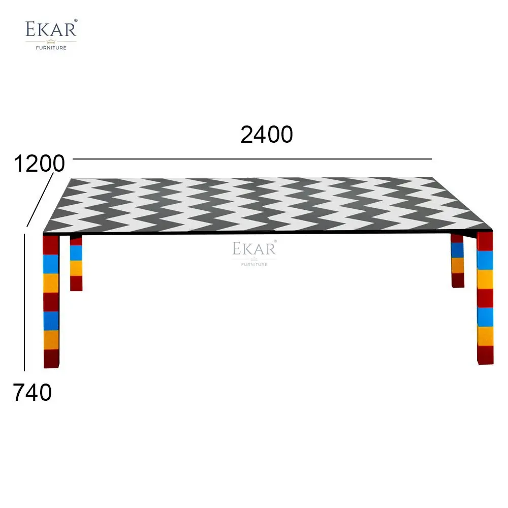 product nordic elegant set dining table with gray and white panel top multicolored stone inlay and red yellow blue legs for home bar-67