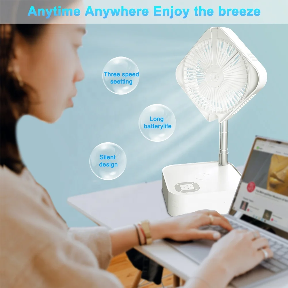 shaking head Telescopic cooling and storage folding fan