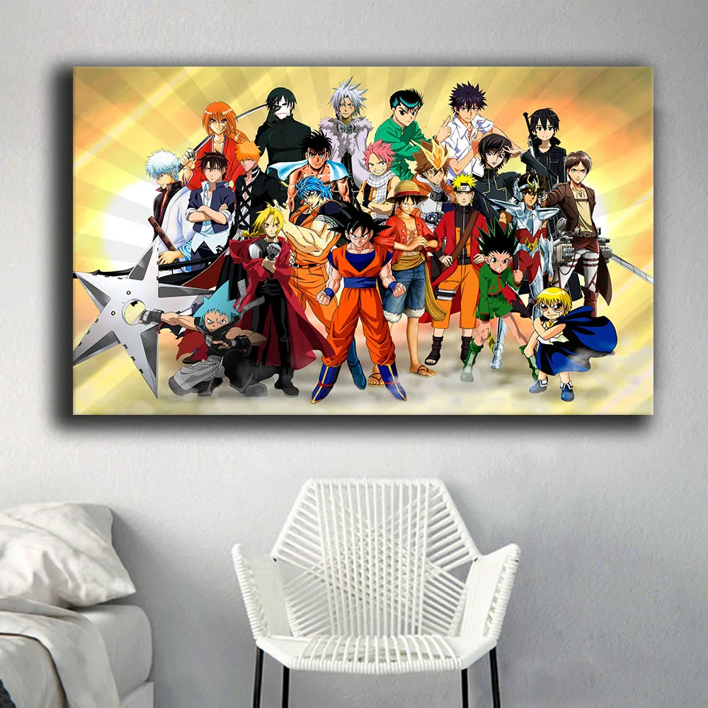 Anime Canvas Wall Art Naruto Dragon Ball One Piece Kids Room Decor