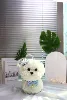 25cm white dog  with blue decorations