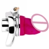 silver color curved ring cage+M dildo