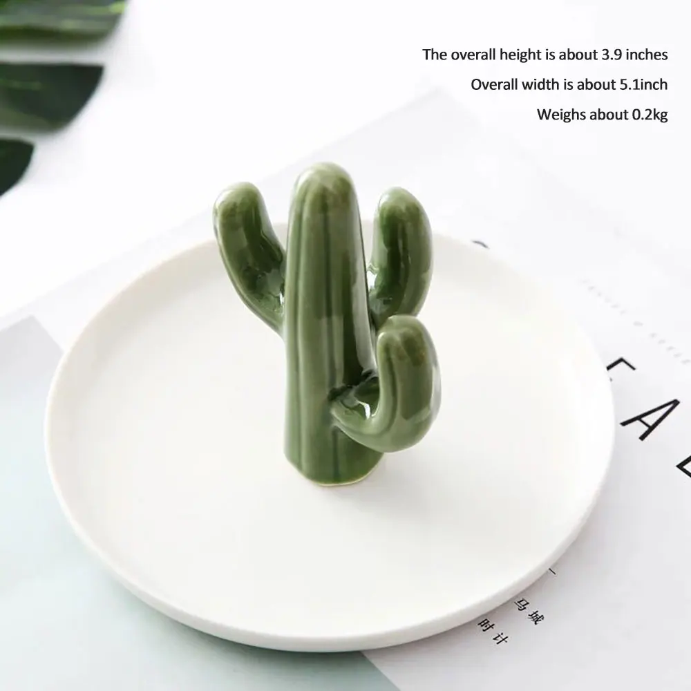 Cute Ceramic Cactus Ring Holder Jewelry Holder Trinket Tray Ring