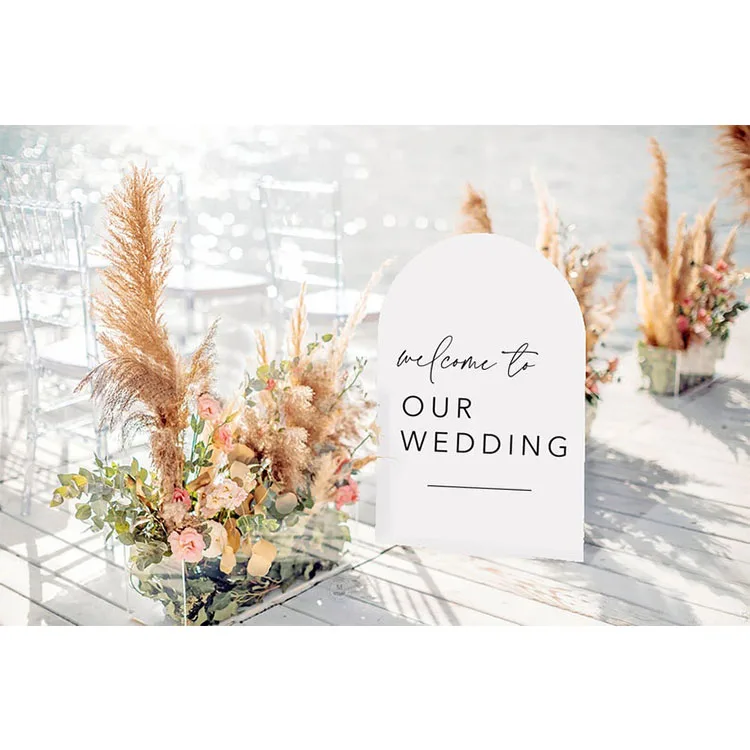 Wedding Personalized Boho Modern Frosted Acrylic Welcome Sign