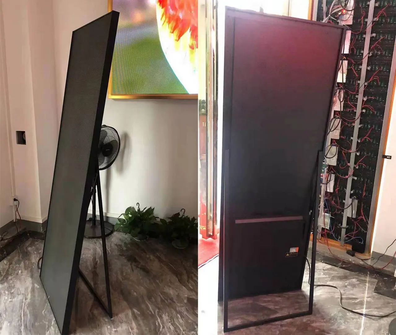 mirror poster stand led display for stores