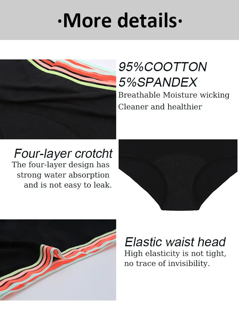 Wholesale No-PFAS Cotton Teen Period Panties