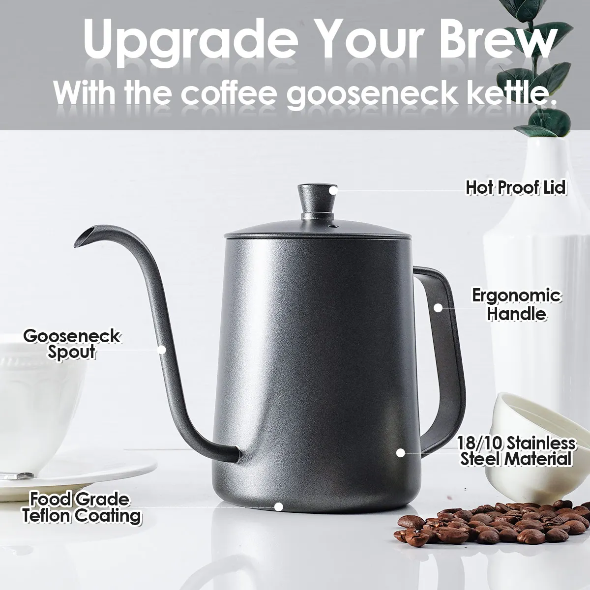 Wholesale Black Gooseneck Pour Over Drip Pot 350ml 600ml Office