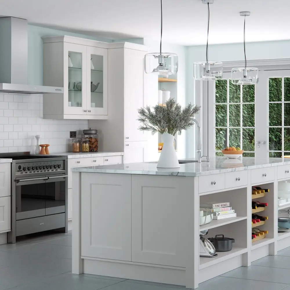 Vermonhouzz Customized Modern Modular Shaker Kitchen Cabinet With Kitchen Island Design Kitchen Cabinets Furniture
