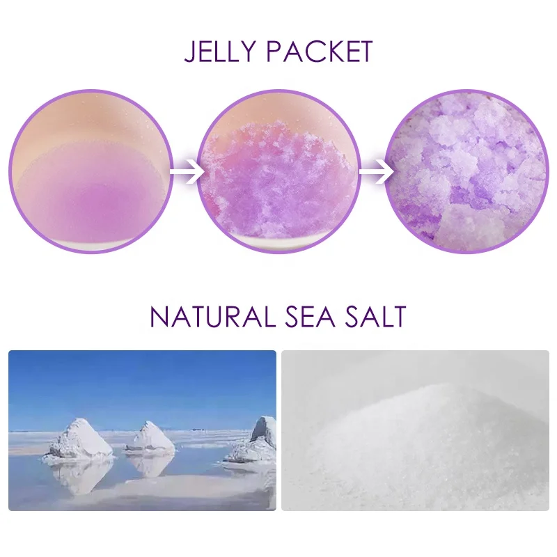OEM Private Label SPA Relaxing Pure Nature Herbal Lavender Ginger Jelly Feet Soak Pedicure Foot Soak Salts Foot Soaking Powder